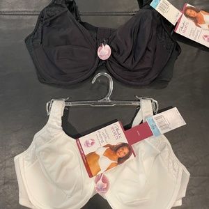 (2) Playtex Secrets 40C Bra Uplift Black White Underwire Extra Support 4505 NWT